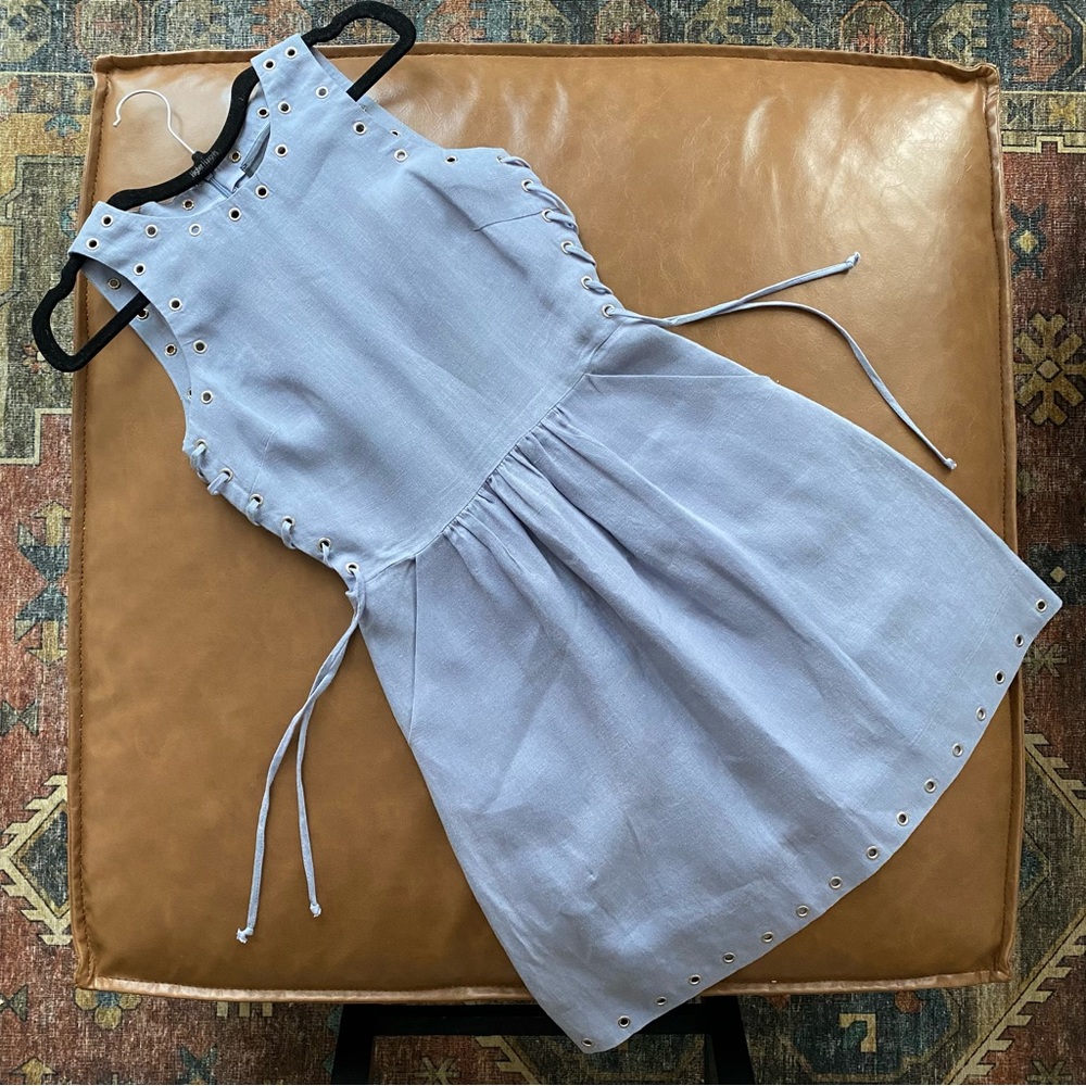Blue Reformation Dress w Rivet / Lace Detail